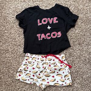 Black Love + Tacos T-Shirt and Taco Print Shorts Set